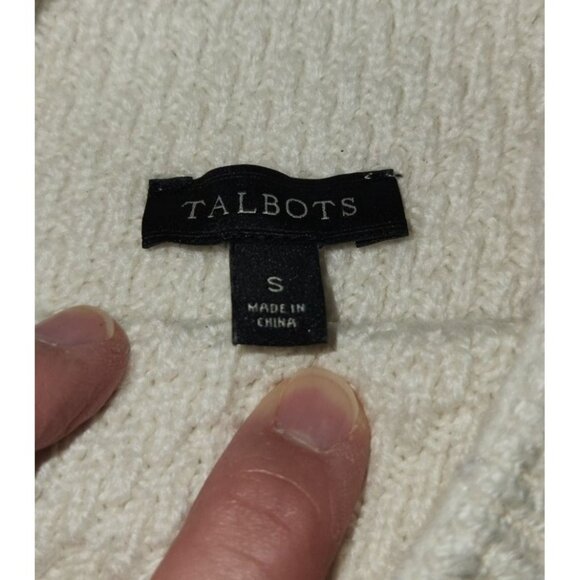 Talbots Womens Small White Soft Knit Sweater With Button Shoulder Cotton/Acrylic - Picture 3 of 6